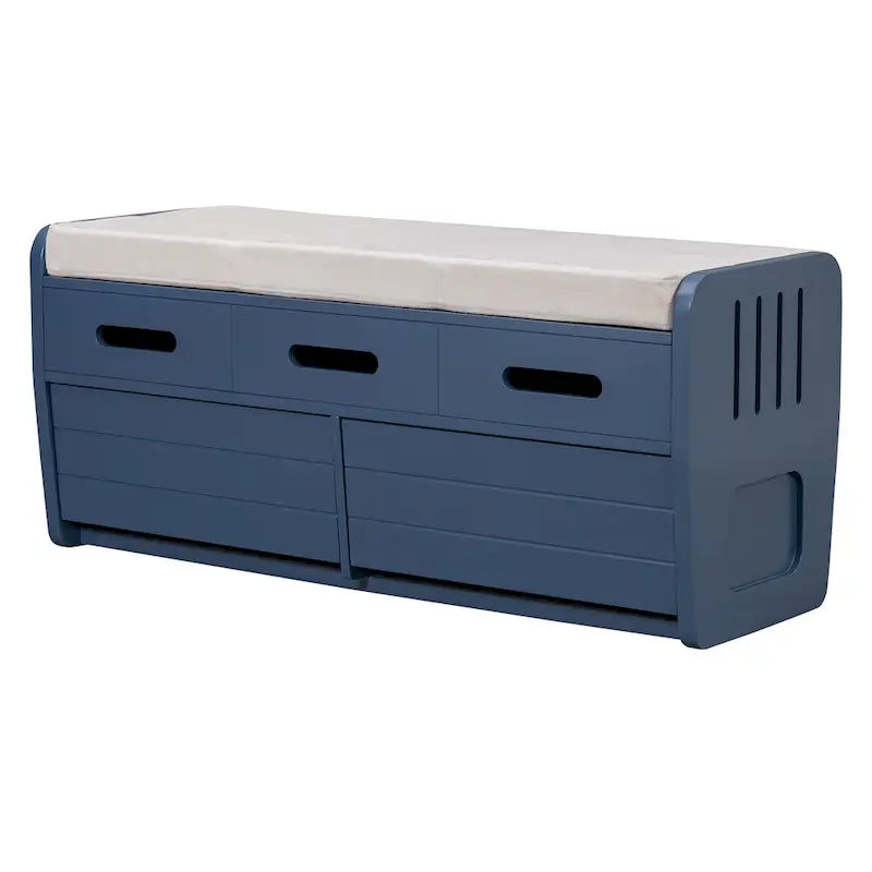 Banc de rangement rustique avec 2 tiroirs, espace de rangement dissimulé et 3 faux tiroirs sur le dessus