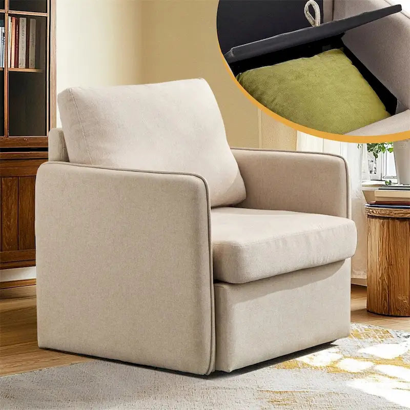Fauteuil pivotant,Fauteuil de salon confortable avec rangement,Fauteuil d'appoint