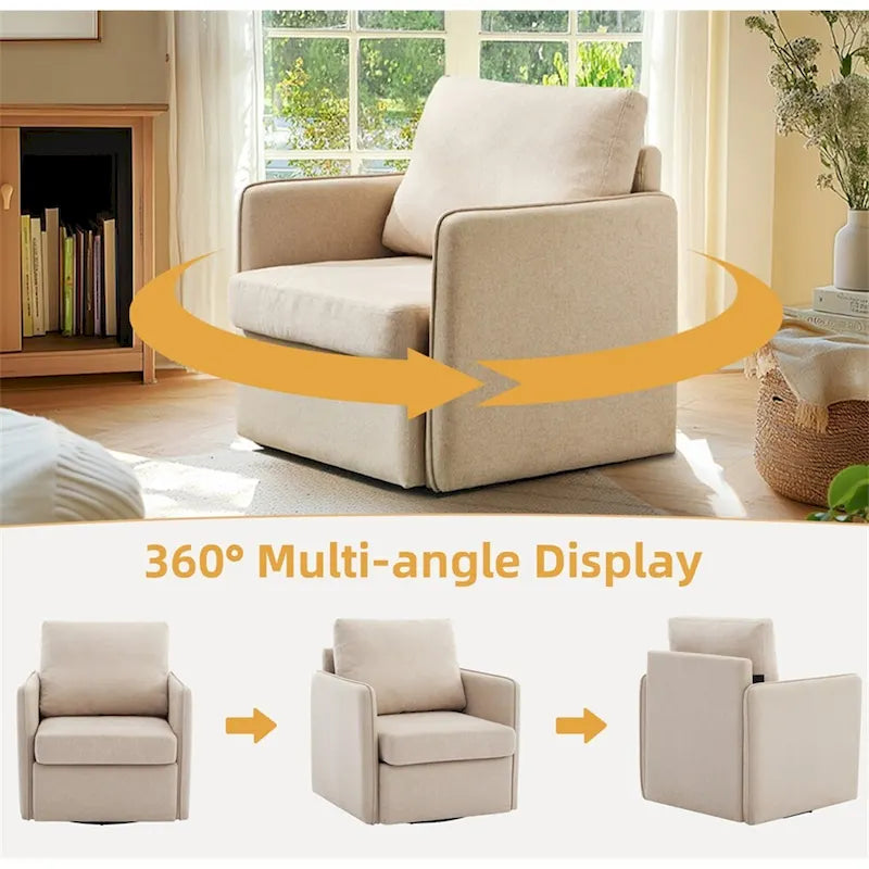Fauteuil pivotant,Fauteuil de salon confortable avec rangement,Fauteuil d'appoint