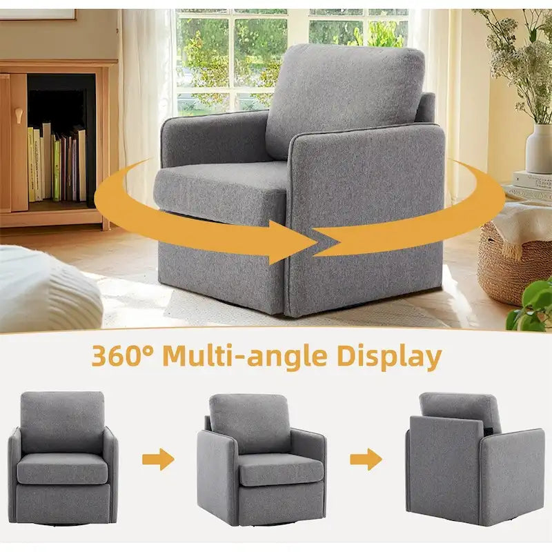 Fauteuil pivotant,Fauteuil de salon confortable avec rangement,Fauteuil d'appoint