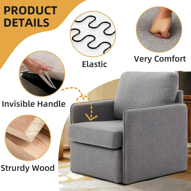 Fauteuil pivotant,Fauteuil de salon confortable avec rangement,Fauteuil d'appoint