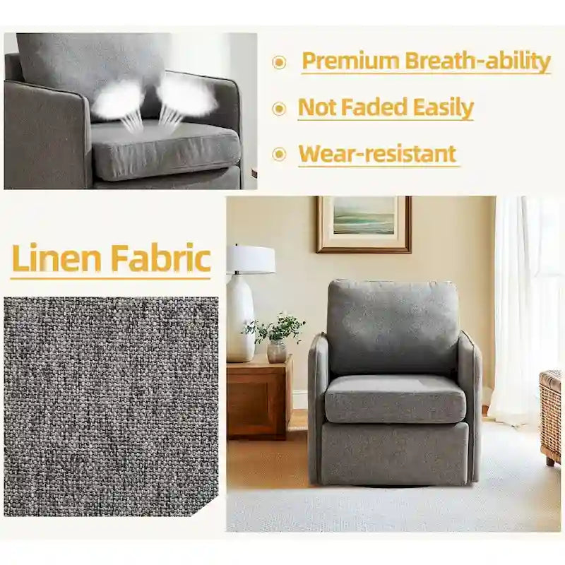 Fauteuil pivotant,Fauteuil de salon confortable avec rangement,Fauteuil d'appoint