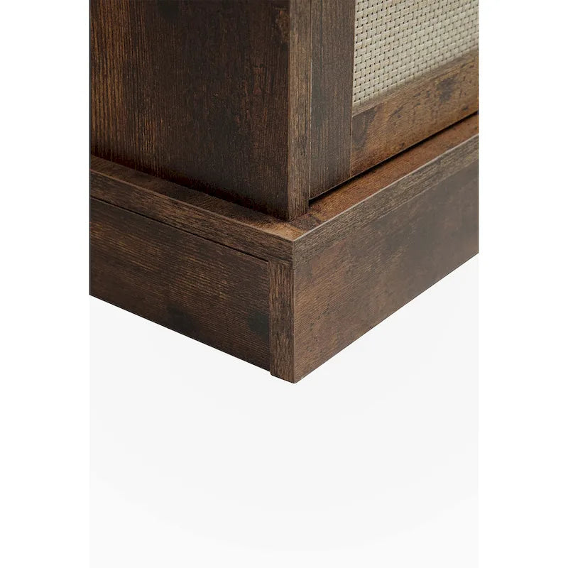 Meuble de rangement 4 portes avec 1 tiroir — En rotin synthétique, design extérieur résistant aux intempéries