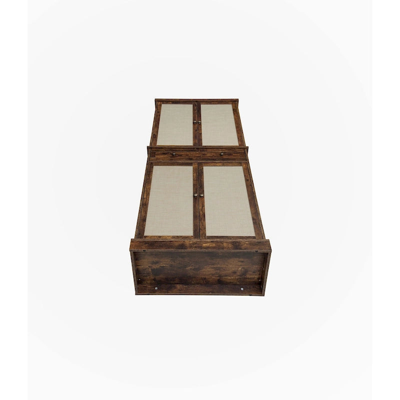 Meuble de rangement 4 portes avec 1 tiroir — En rotin synthétique, design extérieur résistant aux intempéries