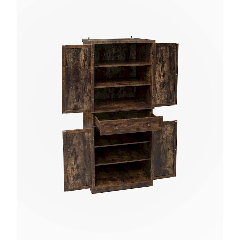 Meuble de rangement 4 portes avec 1 tiroir — En rotin synthétique, design extérieur résistant aux intempéries