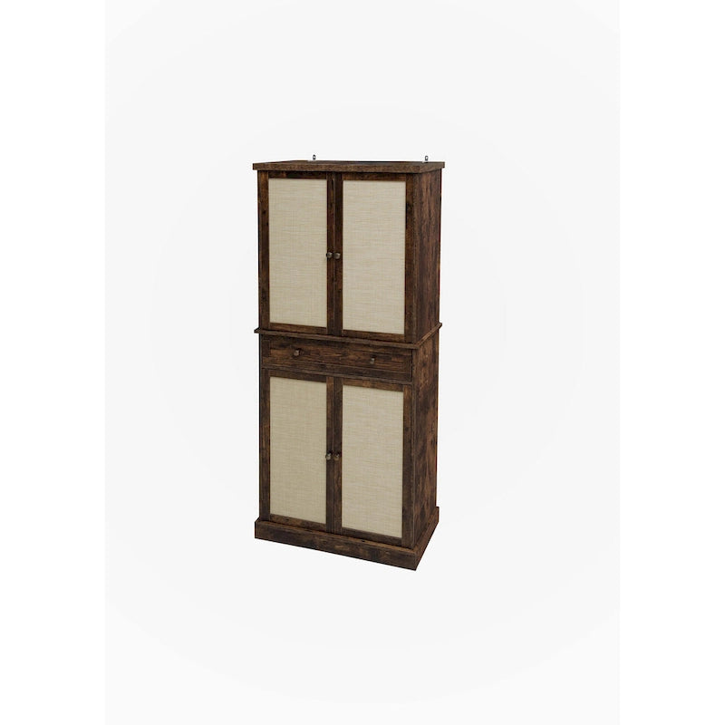 Meuble de rangement 4 portes avec 1 tiroir — En rotin synthétique, design extérieur résistant aux intempéries