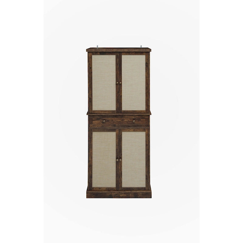 Meuble de rangement 4 portes avec 1 tiroir — En rotin synthétique, design extérieur résistant aux intempéries