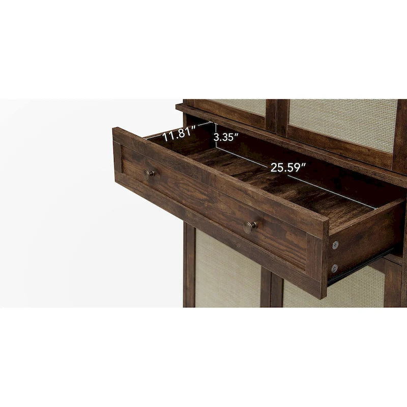 Meuble de rangement 4 portes avec 1 tiroir — En rotin synthétique, design extérieur résistant aux intempéries