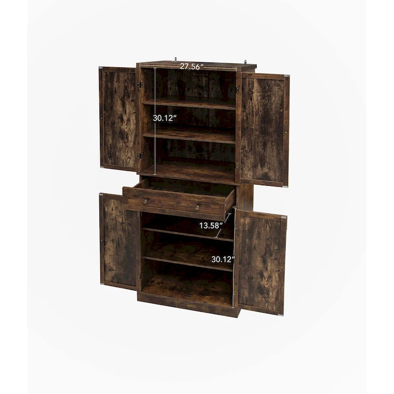 Meuble de rangement 4 portes avec 1 tiroir — En rotin synthétique, design extérieur résistant aux intempéries