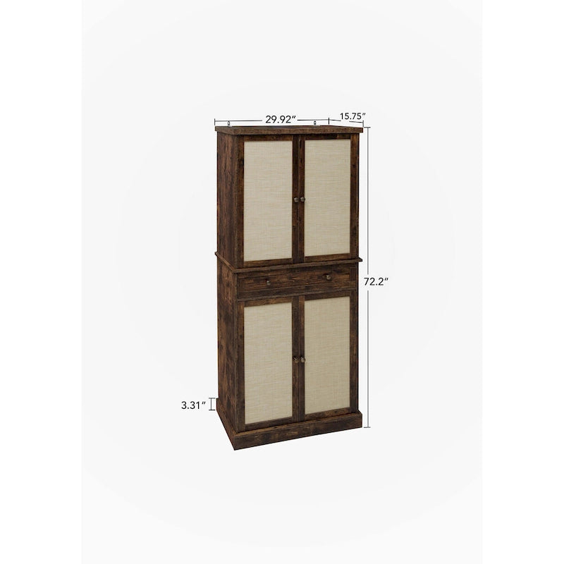 Meuble de rangement 4 portes avec 1 tiroir — En rotin synthétique, design extérieur résistant aux intempéries