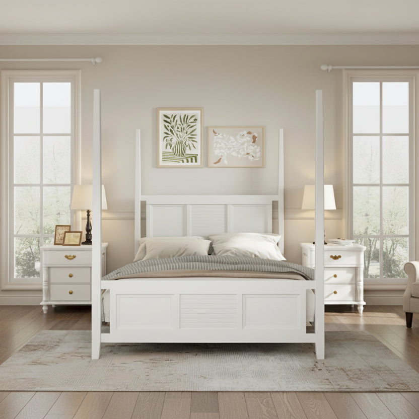 Queen Solid Pine Four Poster Bed with 75 Tall Frame