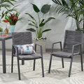 Lot de 2 chaises de salle à manger modernes d'extérieur avec sièges en corde tressée, cadre en aluminium, idéales pour salle à manger, salon, balcon, patio.