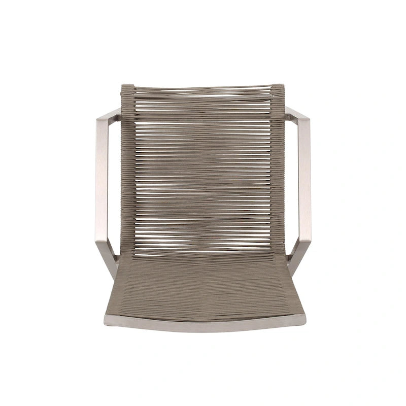 Lot de 2 chaises de salle à manger modernes d'extérieur avec sièges en corde tressée, cadre en aluminium, idéales pour salle à manger, salon, balcon, patio.