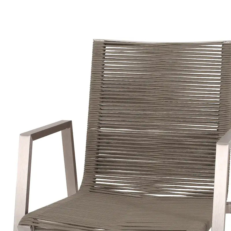 Lot de 2 chaises de salle à manger modernes d'extérieur avec sièges en corde tressée, cadre en aluminium, idéales pour salle à manger, salon, balcon, patio.