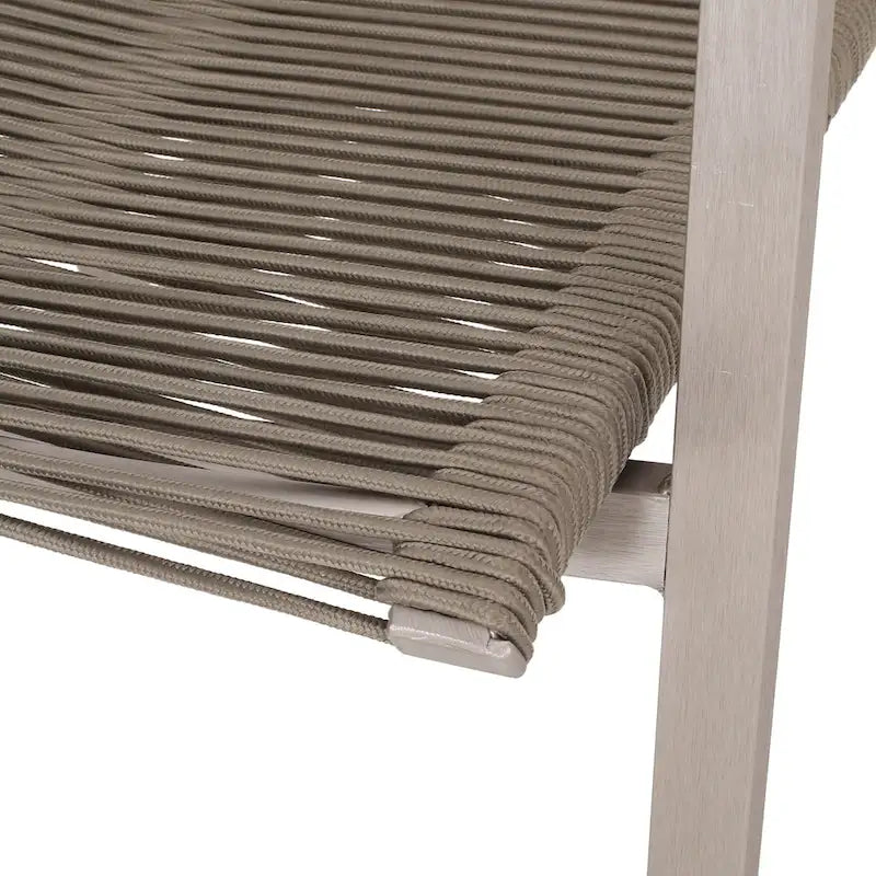 Lot de 2 chaises de salle à manger modernes d'extérieur avec sièges en corde tressée, cadre en aluminium, idéales pour salle à manger, salon, balcon, patio.