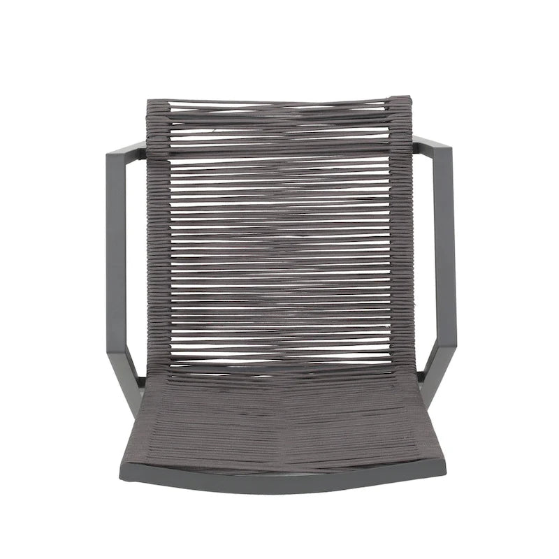 Lot de 2 chaises de salle à manger modernes d'extérieur avec sièges en corde tressée, cadre en aluminium, idéales pour salle à manger, salon, balcon, patio.