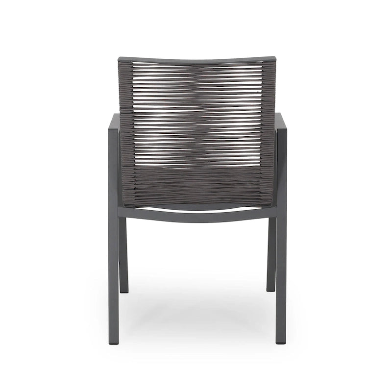 Lot de 2 chaises de salle à manger modernes d'extérieur avec sièges en corde tressée, cadre en aluminium, idéales pour salle à manger, salon, balcon, patio.