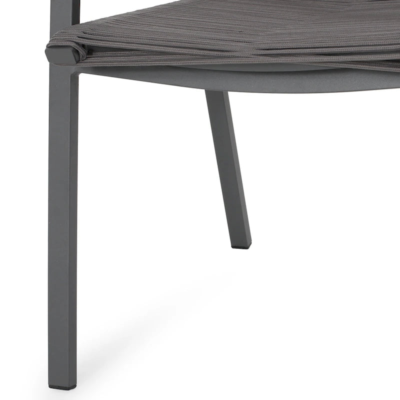 Lot de 2 chaises de salle à manger modernes d'extérieur avec sièges en corde tressée, cadre en aluminium, idéales pour salle à manger, salon, balcon, patio.