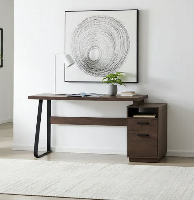 Home Office Computer Desk with Drawers/Hanging Letter-size Files