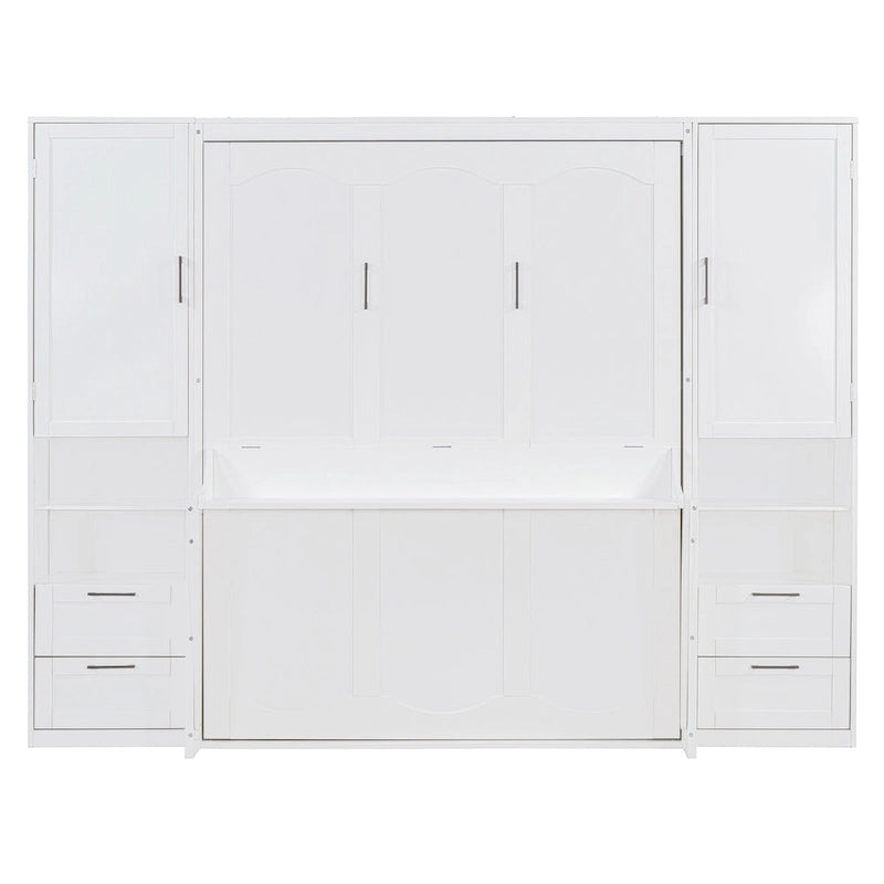 Lit escamotable Queen size avec penderie, bureau, tiroirs et étagères