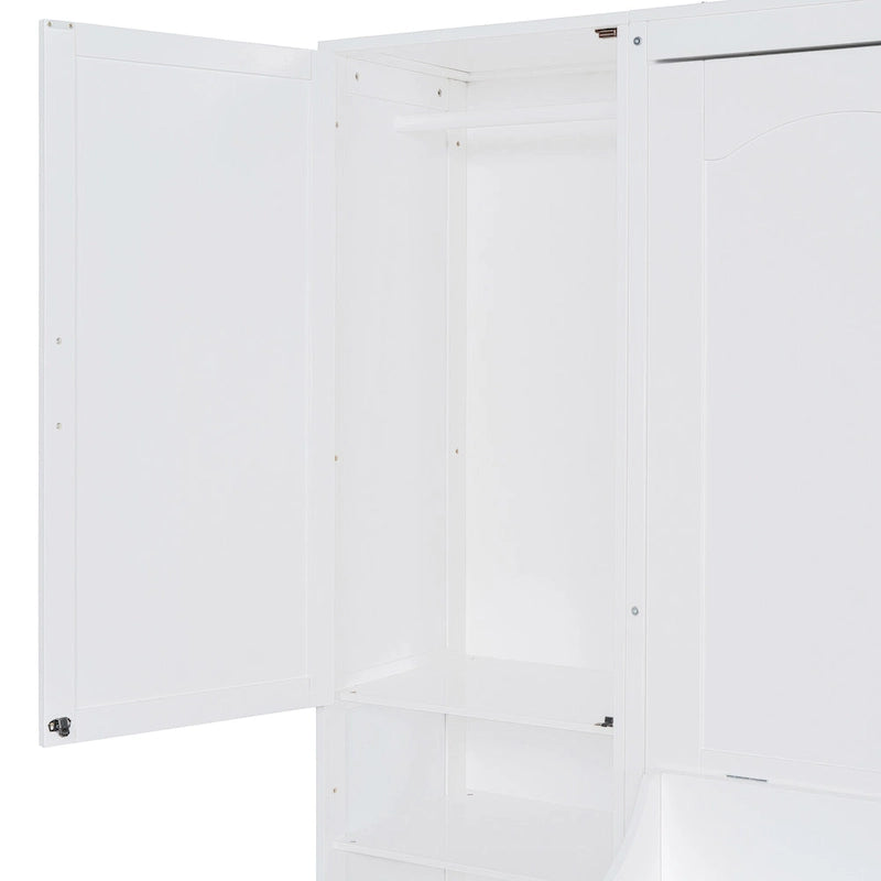 Lit escamotable Queen size avec penderie, bureau, tiroirs et étagères
