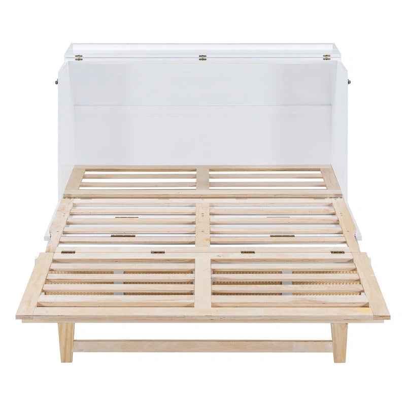 Lit escamotable design en rotin avec tiroirs de rangement, ports USB et prises électriques