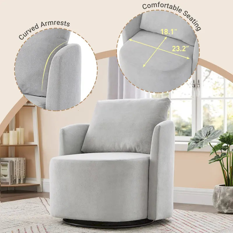 Fauteuil rond pivotant 360° en chenille avec design incurvé ergonomique et capacité de 200 kg