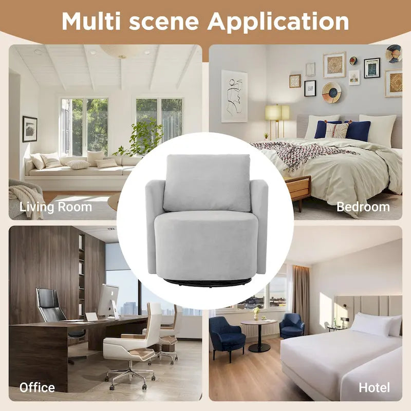Fauteuil rond pivotant 360° en chenille avec design incurvé ergonomique et capacité de 200 kg
