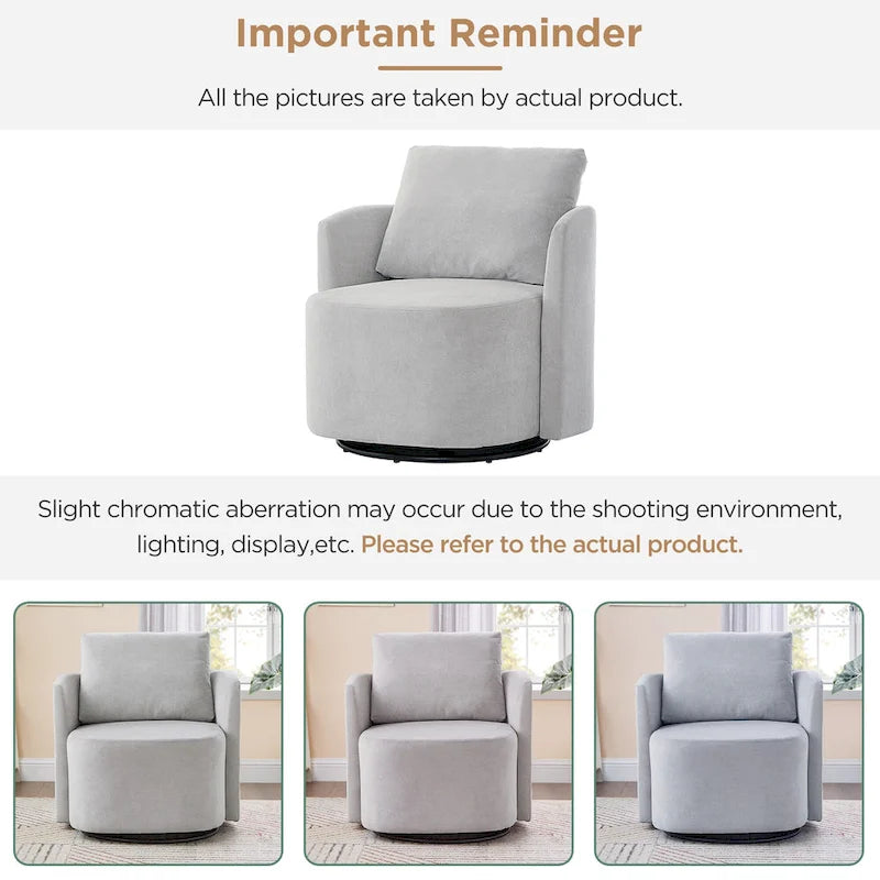 Fauteuil rond pivotant 360° en chenille avec design incurvé ergonomique et capacité de 200 kg