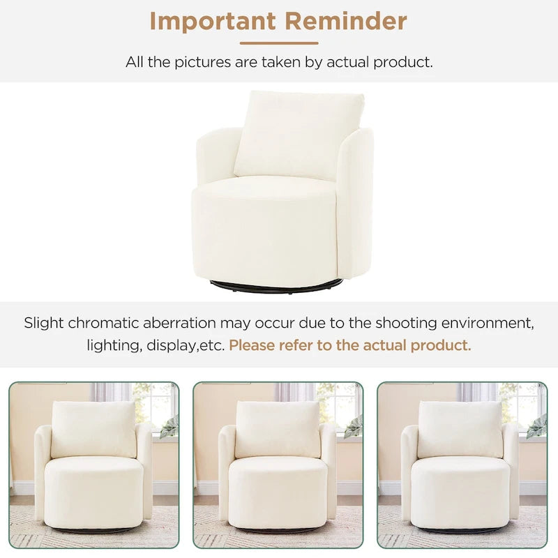 Fauteuil rond pivotant 360° en chenille avec design incurvé ergonomique et capacité de 200 kg
