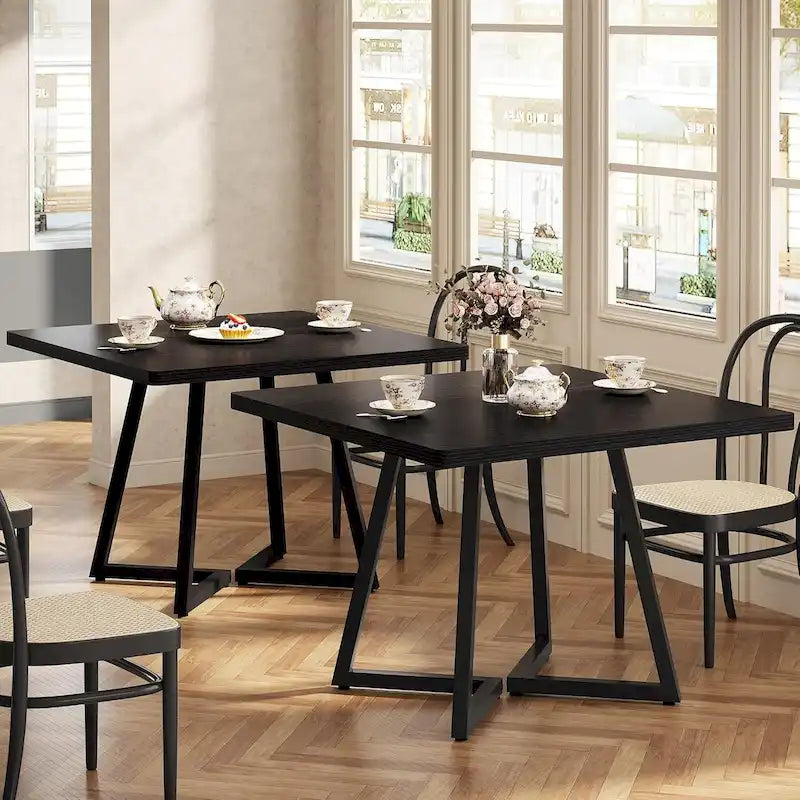 Table à dîner carrée industrielle de 31,5 pouces avec base en métal