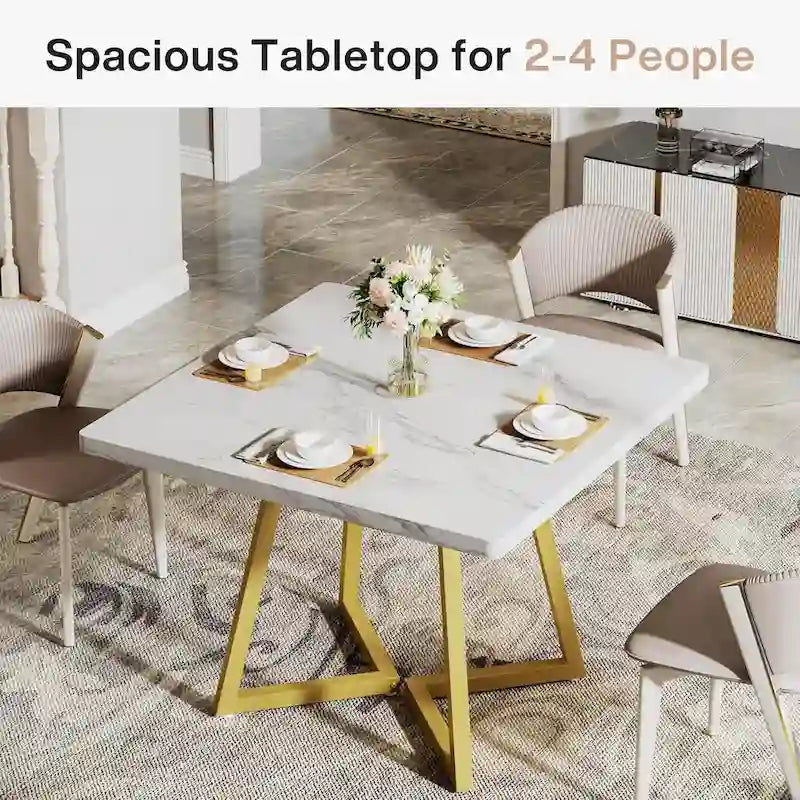 Table à dîner carrée industrielle de 31,5 pouces avec base en métal