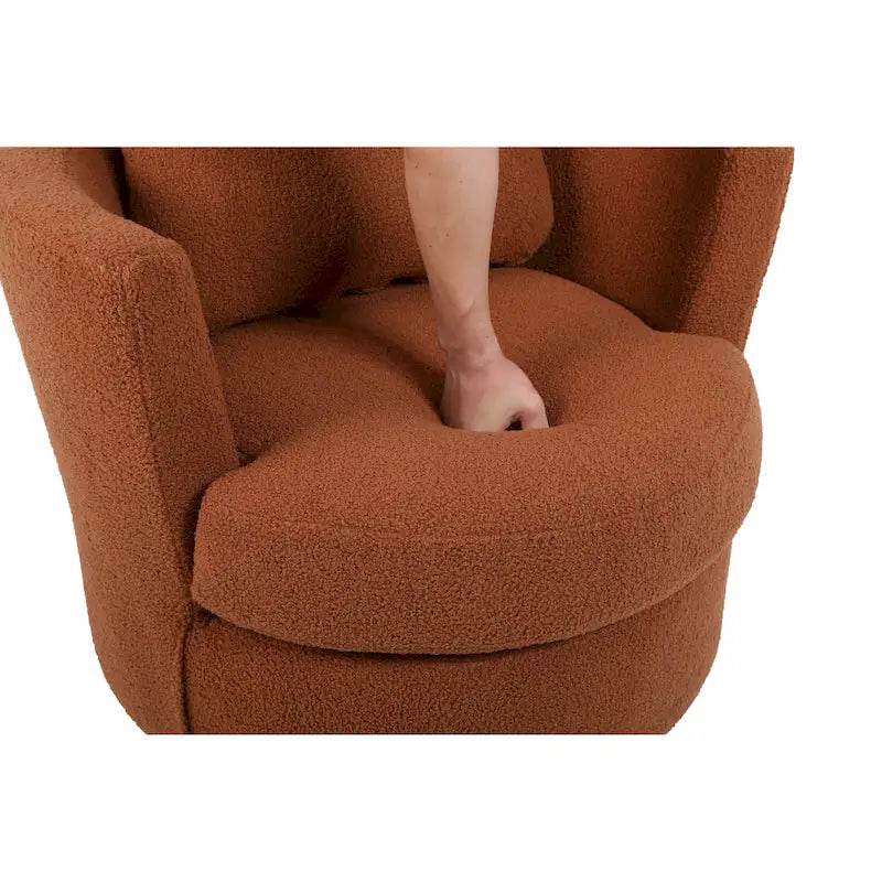 Fauteuil club pivotant rembourré moderne marron 29,6 avec base en acier inoxydable doré