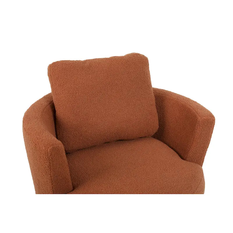 Fauteuil club pivotant rembourré moderne marron 29,6 avec base en acier inoxydable doré