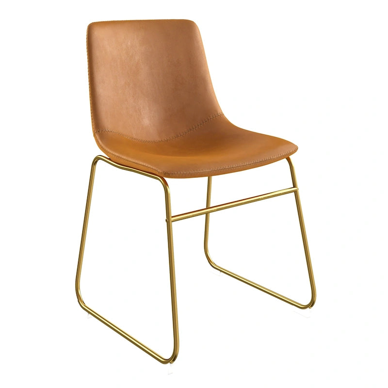 Chaises d'appoint en cuir végétalien avec pieds dorés (lot de 2)