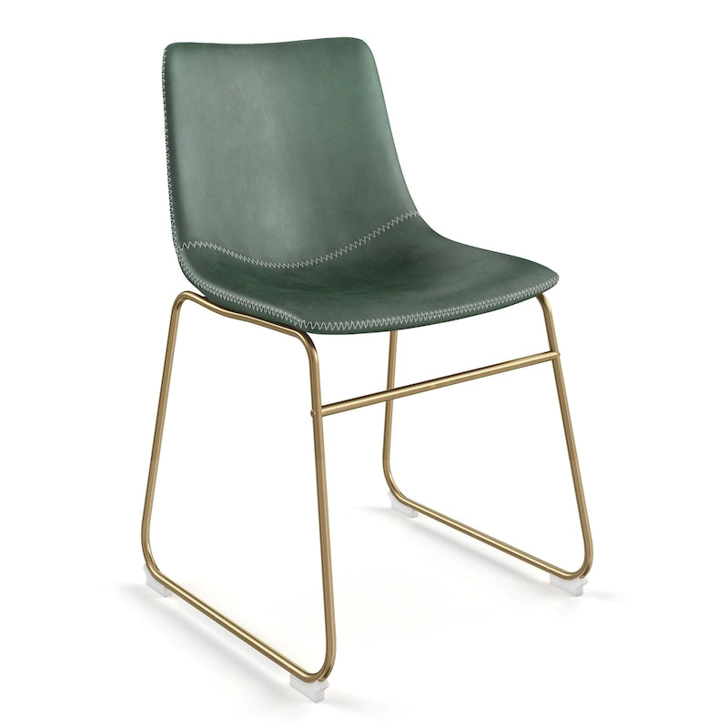 Chaises d'appoint en cuir végétalien avec pieds dorés (lot de 2)