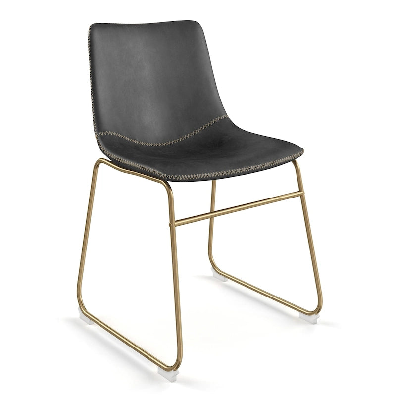 Chaises d'appoint en cuir végétalien avec pieds dorés (lot de 2)