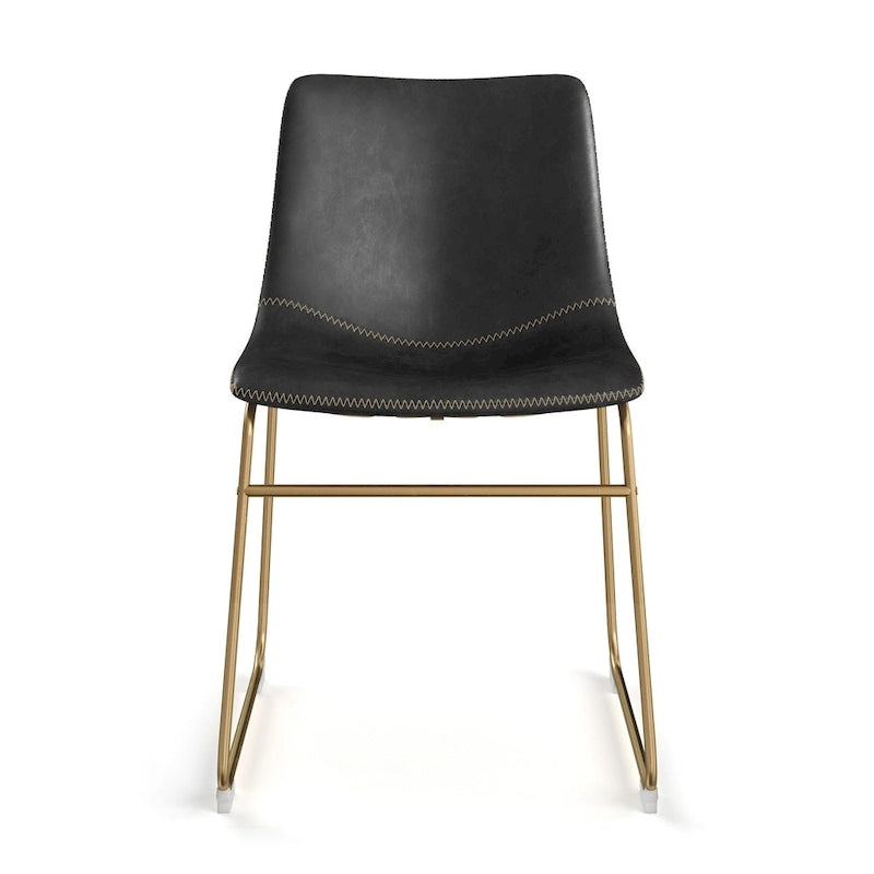 Chaises d'appoint en cuir végétalien avec pieds dorés (lot de 2)