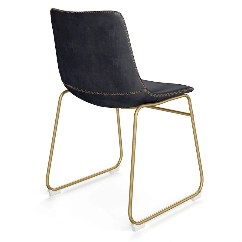 Chaises d'appoint en cuir végétalien avec pieds dorés (lot de 2)