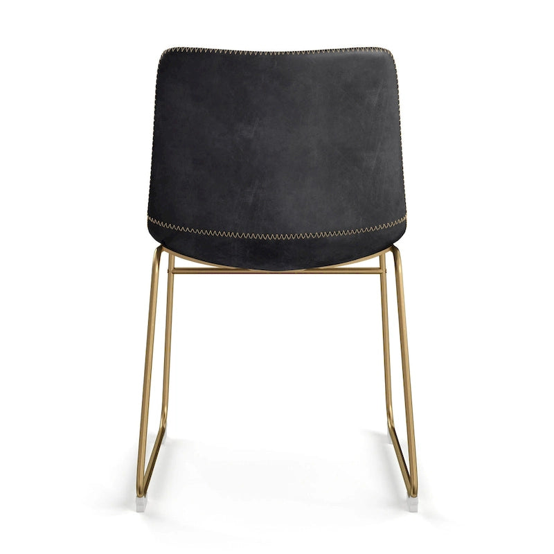 Chaises d'appoint en cuir végétalien avec pieds dorés (lot de 2)