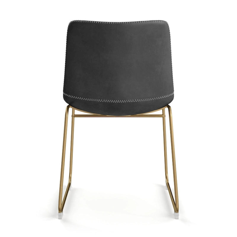Chaises d'appoint en cuir végétalien avec pieds dorés (lot de 2)