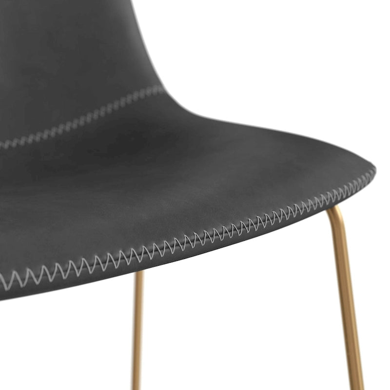 Chaises d'appoint en cuir végétalien avec pieds dorés (lot de 2)