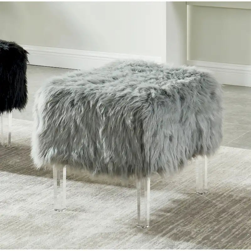 Pouf contemporain en fausse fourrure acrylique par