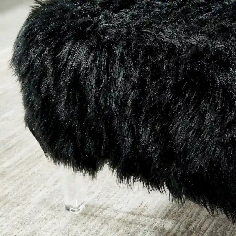 Pouf contemporain en fausse fourrure acrylique par