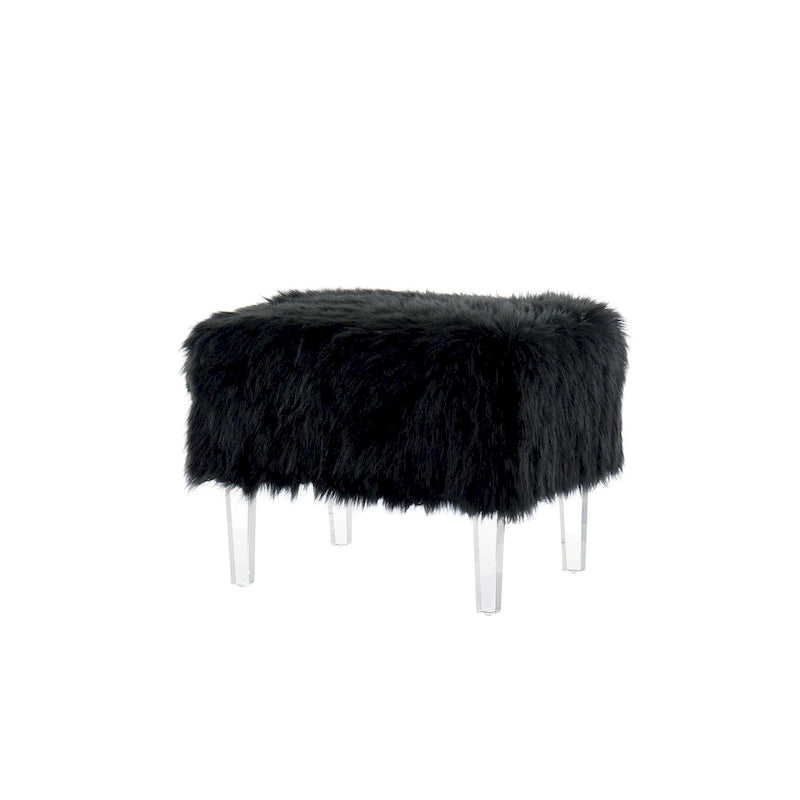 Pouf contemporain en fausse fourrure acrylique par