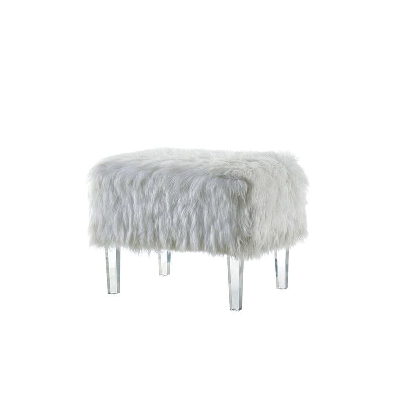 Pouf contemporain en fausse fourrure acrylique par