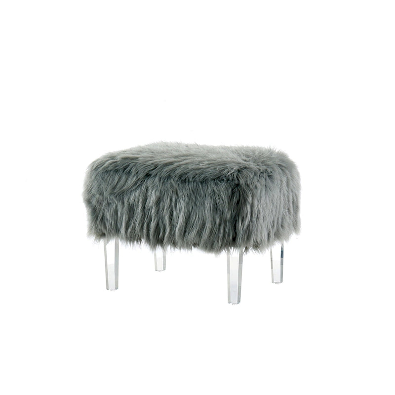 Pouf contemporain en fausse fourrure acrylique par