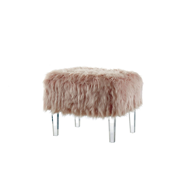 Pouf contemporain en fausse fourrure acrylique par