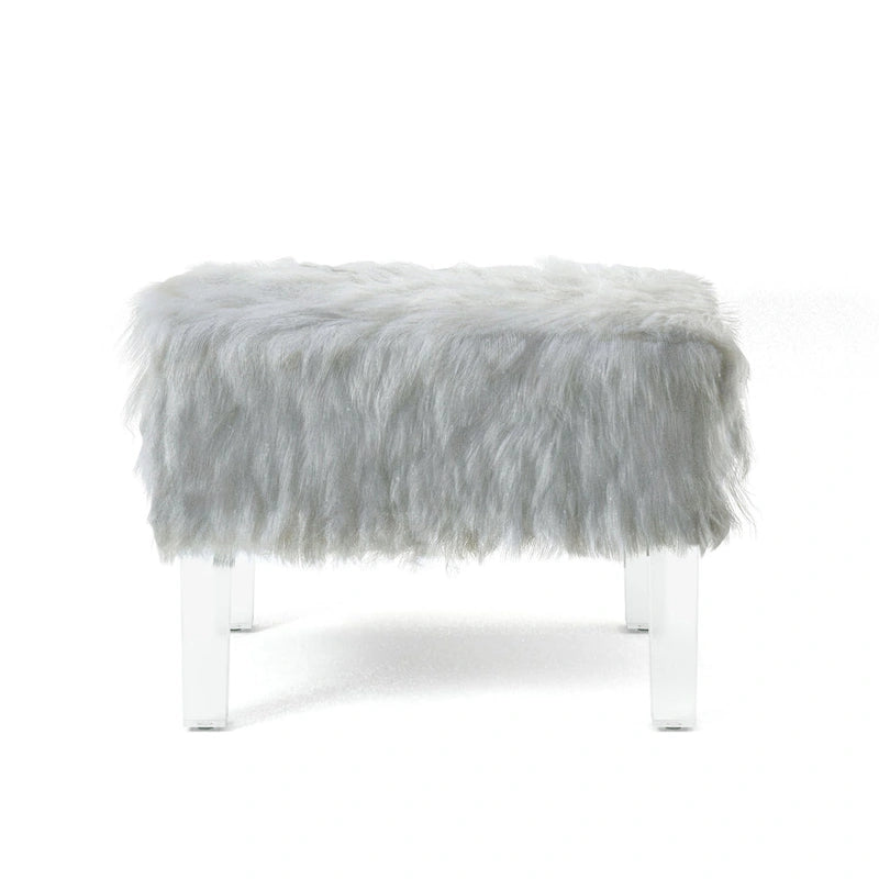 Pouf contemporain en fausse fourrure acrylique par