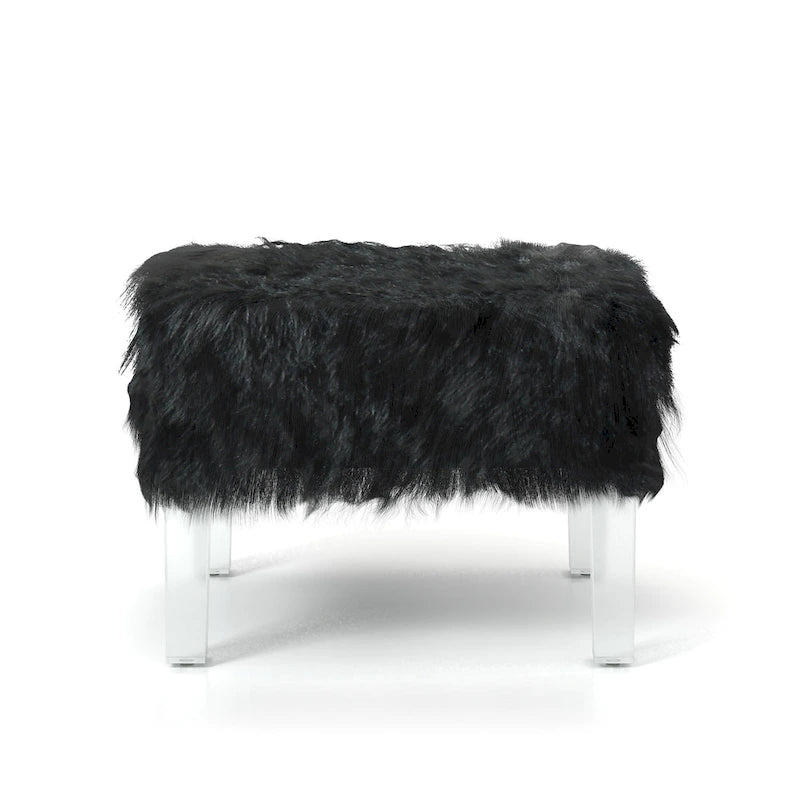 Pouf contemporain en fausse fourrure acrylique par